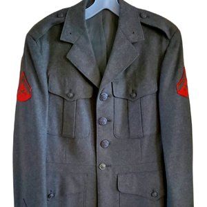 Vintage 1961 USMC Marines Green Wool Alpha A Service Coat 38L LN EC
